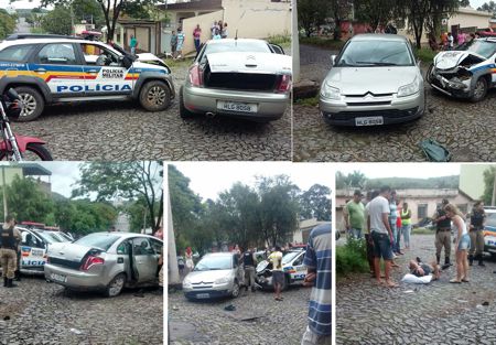 Bandido que deveria estar em prisão domiciliar, em fuga, bate em viatura da Policia Militar
